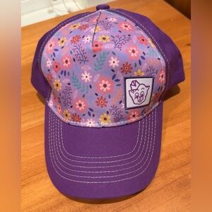 New With Tag Piggly Wiggly Women’s Baseball Cap Purple Flowers Ponytail Hole